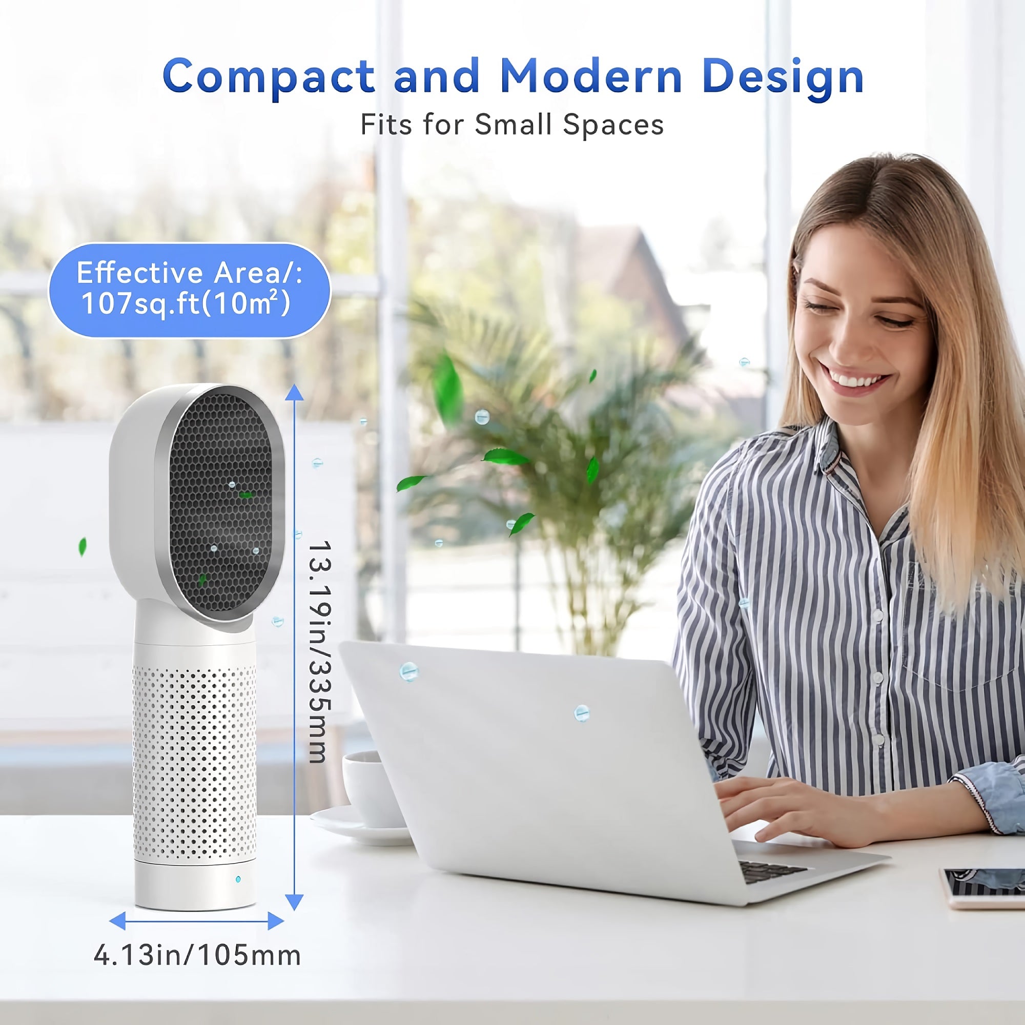 Desktop Air Purifier, Small Air Ionizer with 3 Stage Filtration System, H13 HEPA Filter, 2 Speeds for Home, Bedroom, Pets, Odor, Smoke, Pollen (White) - F001 Desktop Air Purifier, Small Air Ionizer with 3 Stage Filtration System, H13 HEPA Filter, 2 Speeds for Home, Bedroom, Pets, Odor, Smoke, Pollen (White) - F001